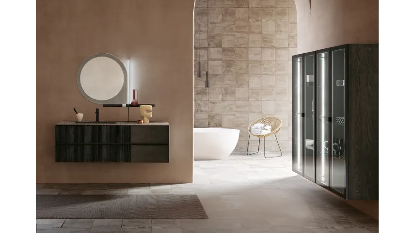 Mobile da Bagno sospeso in Rovere Tulle Cannettato 02 di Archeda